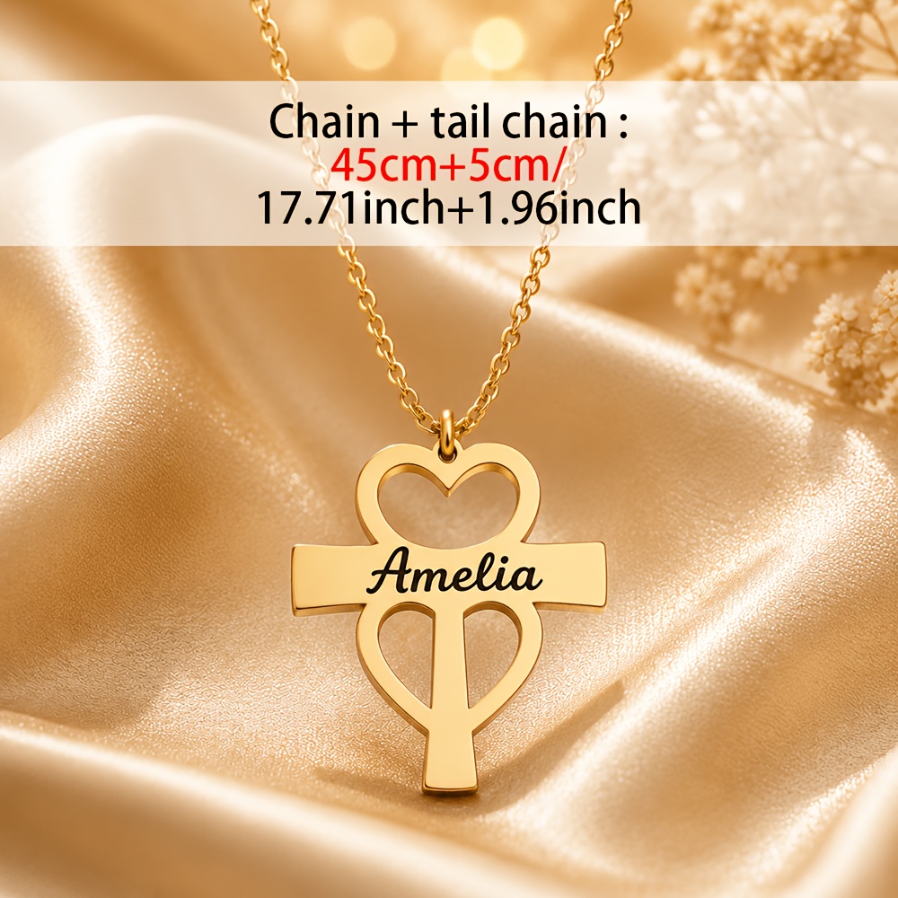 Personalized Custom Name Necklace, 18K Gold Plated Heart Design